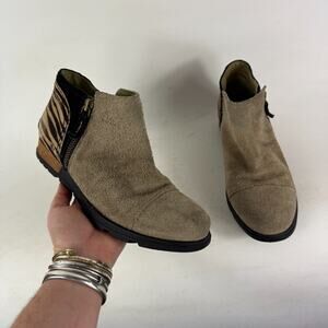 Sorel Major Ankle Boots Women's 9 Beige Zebra Print Side Zip Chelsea 1650161265